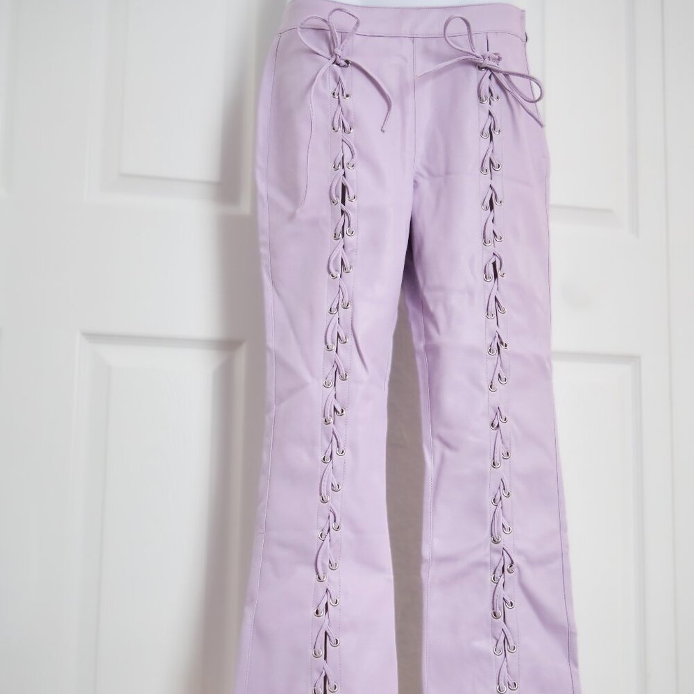 dELiA*s / Dolls Kill Lace-Up Vegan Leather Purple Pants SIZE SMALL